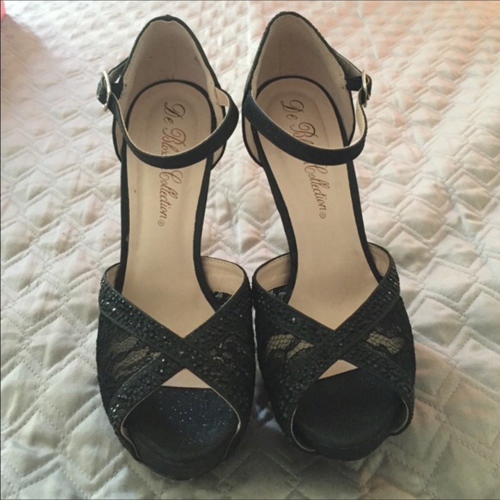 Black Lace Sparkling Pump High Heels